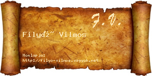 Filyó Vilmos névjegykártya